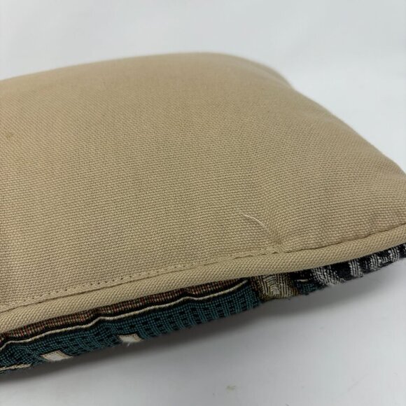 Vintage throw pillow I'd Rather Be Fishing green tan lake needlepoint tapestry - Picture 6 of 9